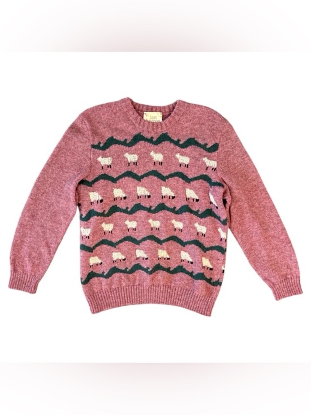 Jan Horrox Vintage Sheep Pure New Wool Knit Sweater in Pink Mauve Size M/L